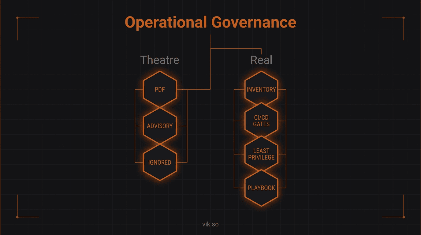 Theatre vs Real governance — what operational AI governance actually requires